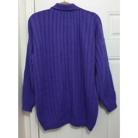 Selfridges london womens medium sweater cable  purple angora wool quiet luxury - Picture 4 of 8
